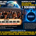 Ilustracija usporedbe računanja osam milijardi ljudi tokom 800 godina s računalnom snagom modernih AI sistema