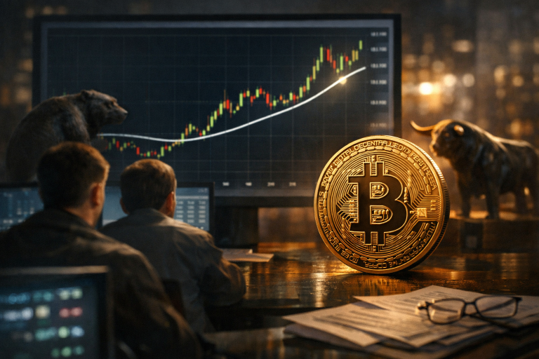 Bitcoin probio 50‑tjedni pomični prosjek; analitičari oprezni oko kraja medvjeđeg tržišta — ilustracija COIN.BA
