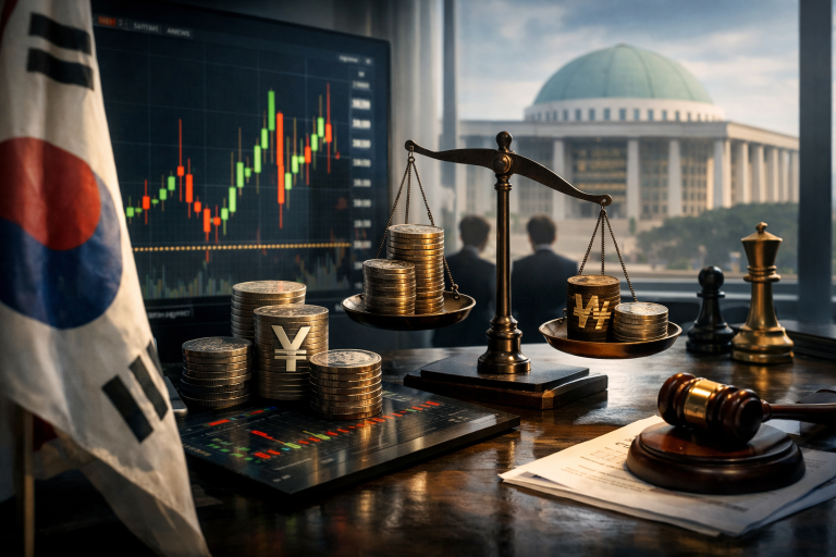 Južna Koreja razmatra market-mejkere za kripto nakon što je JPYC trgovao četiri puta iznad pega — ilustracija COIN.BA