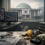 Dobit južnokorejskih kripto-berzi pala 78% u prvom polugodištu 2026. — ilustracija COIN.BA