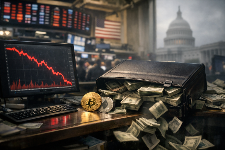 US Bitcoin ETF-ovi imali najveći jednodnevni odljev od juna — izgubljeno 484,9 miliona dolara — ilustracija COIN.BA