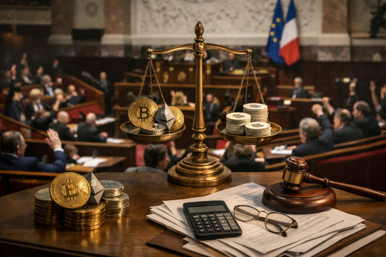 Francuska skupština za jedan glas podržala oporezivanje zamjena u MiCA-stabilkoine od 2027. — ilustracija COIN.BA
