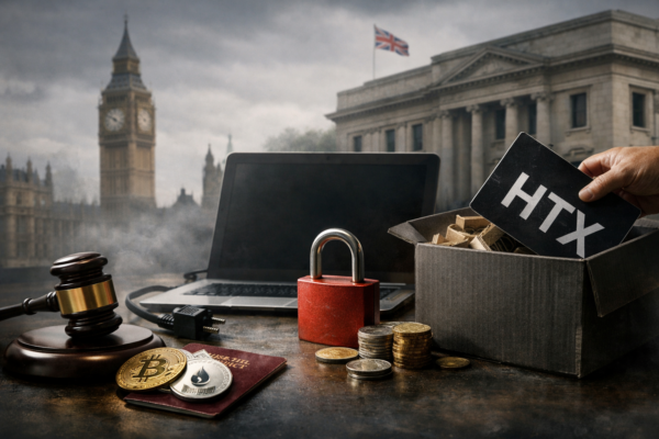 Kripto-berza HTX napušta UK nakon nagodbe s britanskim regulatorom — ilustracija COIN.BA